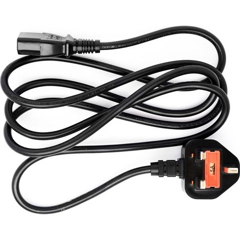 Wiltec Câble Alimentation pour Appareil à froid UK Noir 1,40m Fiche coudée pour Appareil à froid compatible PC Imprimante Écran Vidéoprojecteur Console Adaptateur angleterre Cordon Secteur Intérieur