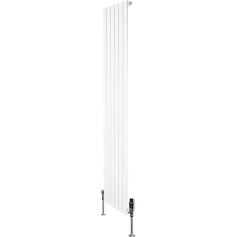 Flat Single Column Radiator & Valves – 1800mm x 420mm – White (1/5)