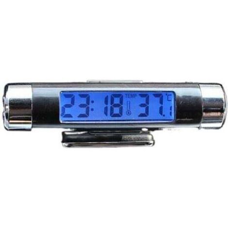 Horloge numérique LCD de température et de temps pour voiture avec lumière noire bleue pour voiture, vélo, moto, camion, 86 x 20 mm