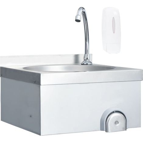 Handwaschbecken mit Wasserhahn und Seifenspender Edelstahl