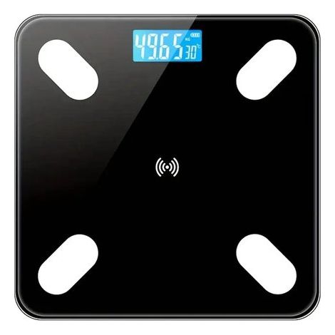 Balance personnelle électronique - Multifonction avec indicateur de température - Capacité max 180 kg - Rechargeable - 4 capteurs haute précision - Verre trempé - Noir (1/5)