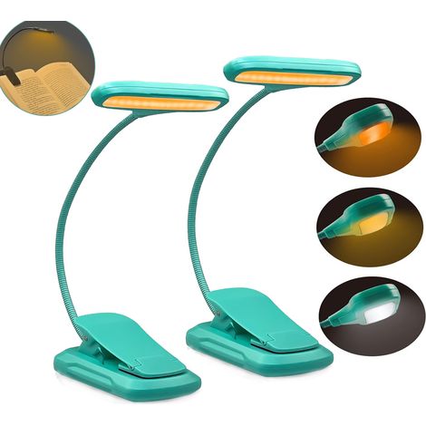 lampes de lecture à pince lampe bureau LED rechargeable température couleur 1600 6000K luminosité gradation continue 2 PCS (1/5)