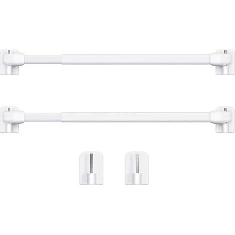 Asta per tende estensibile 40-60 cm – Plastica bianca – 2 ganci autoadesivi – Installazione facile senza foratura (1/5)