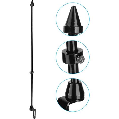 Pôpole de Moto, Support Universel à Bagages à Bagages de Siège Arrière, Poteau de Drapeau en Acier Inoxydable pour Moto, Noir, Argent, Facile à Installer, Design Unique (Black) (1/5)