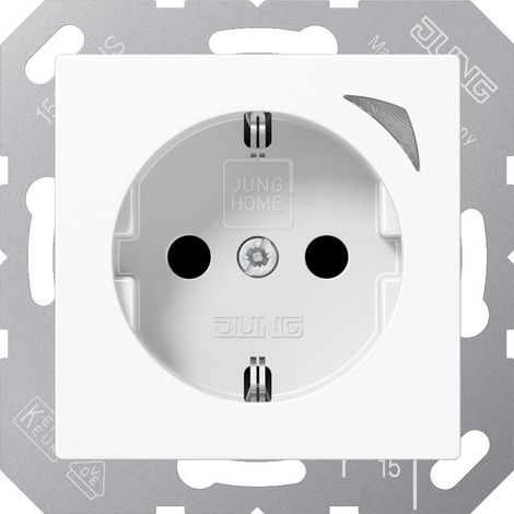 JUNG HOME SCHUKO® Steckdose, 16 A 250 V , mit Funktionsanzeige, SAFETY+, Serie AS/A, alpinweiß BT A 1521 S WW (1/5)