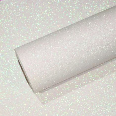 Carta da parati bianca glitterata adesiva per mobili, pareti, soggiorno, decorazioni per feste, adesivi per mobili, credenze, cassetti, camere da letto e bagni 40 cm x 300 cm (1/5)