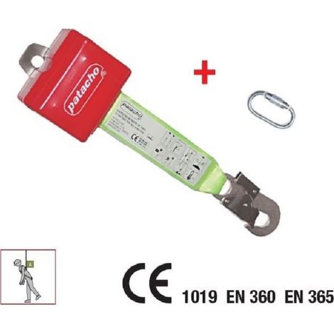RETRACTIL AUTOMATICO SEGURIDAD 2,5m CON MOSQUETON Y ABSORSEBEDOR