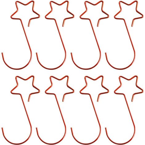 Set mit 20 Weihnachtsbaumhaken, stern- und s-förmige Weihnachtshaken, dekorative Metallhaken für Weihnachtsdekorationen, rot