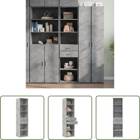 vidaXL Hochschrank - Highboard Betongrau 45x42,5x185 cm Holzwerkstoff (1/5)
