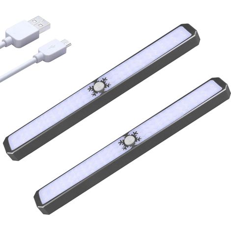 MSBD Barre d'éclairage LED sous les armoires, lumière de placard à détecteur de mouvement USB rechargeable sous les lumières de comptoir, lumières de cuisine magnétiques, lumières adhésives pour armoi (1/5)