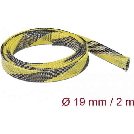 Delock Funda trenzada estirable 2 m x 19 mm, color negro-amarillo