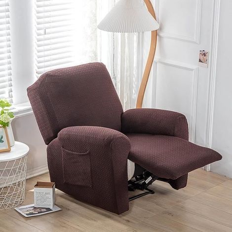 Extensible Housse Fauteuil Relax, Complète Housse De Fauteuil Jacquard 1 Places Housse Fauteuil, Cafe (1/4)