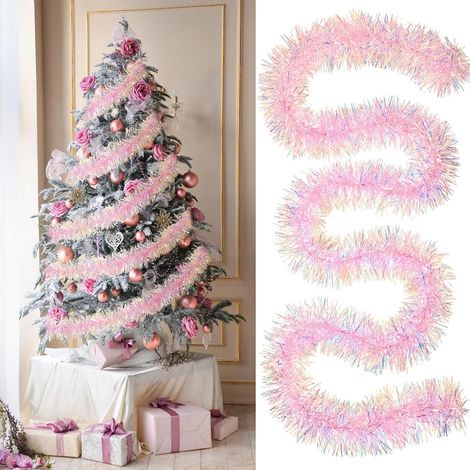 Lot de 3 guirlandes décoratives de Noël de 2 mètres – dorée, multicolore et rose (1/5)