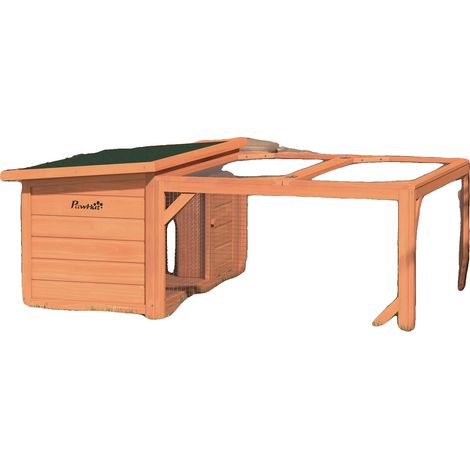 Jaula para conejos, de madera resistente a la intemperie, 93 x 46 x 93 cm, apta para animales pequeños, techo abatible, techo de asfalto. (1/5)