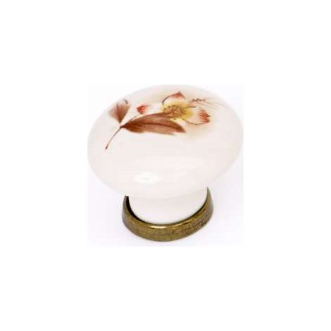 Pomolo autunno in porcellana bronzo/bianco 30 mm