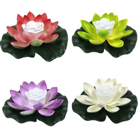 Lampe lotus flottante à LED, alimentée à l'énergie solaire, pour bassins, piscines, jardins et aménagements paysagers (1/5)