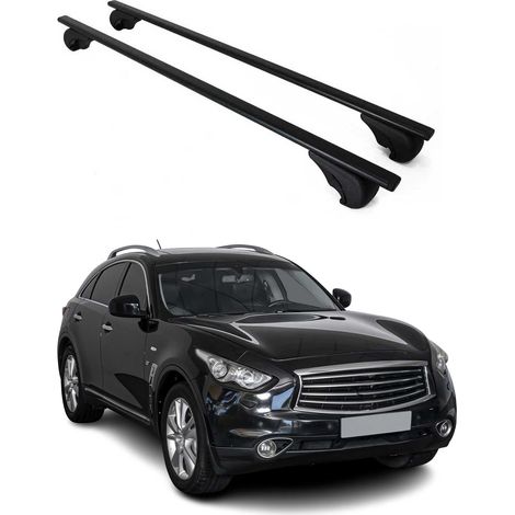 OMAC Barres de toit pour Infiniti QX70 2014-2017 – TÜV / DIN 75302:2019 – Antivol inclus – Charge max 75 kg – 2 barres Noir (1/4)
