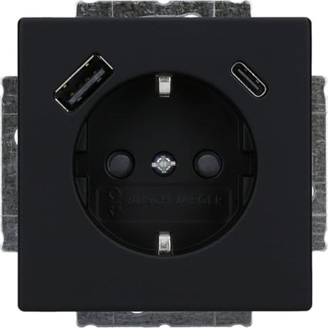 BUSCH-JAEGER 20 EUCB2USBAC-885 SCHUKO®-/USB-A+C PRISE DE COURANT SAFETY+ NOIR MAT PLATEFORME 63 2CKA002011A6312