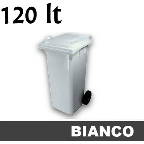 Cassonetto/Pattumiera/Contenitore/Bidone per raccolta rifiuti uso esterno 120lt Bianco