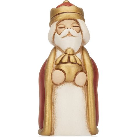 THUN® - Re Magio Baldassarre con Incenso - Versione Rossa - Statuine Presepe Classico - Ceramica - I Classici