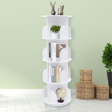 Étiquette rotative à 4 niveaux, étagère à livres à 360 ° étagère de stockage autonome, étagère à livres multifonctionnelle organisateur pour salon salle d'étude chambre à coucher (1/5)