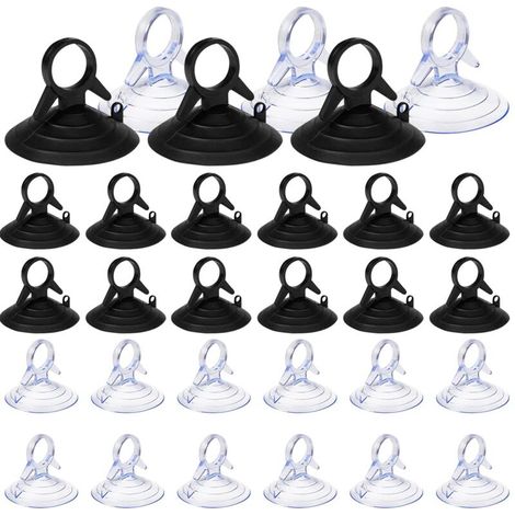 60 Stück Sonnenschutz mit Saugnäpfen, 45-mm-Saugnäpfe ohne Haken, Mini-Saugnäpfe aus PVC, transparente und schwarze Saugnäpfe, Saugnäpfe für Fenster