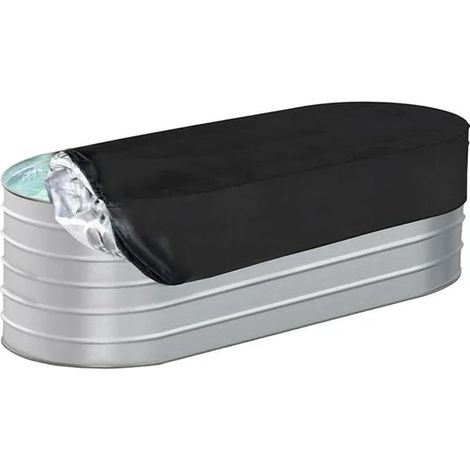 Bâche de piscine ovale en tissu Oxford 420D imperméable à la poussière avec cordon de serrage pour protection contre les feuilles de pluie, noir, 2,4 m, robuste, résistante aux déchirures (1/5)
