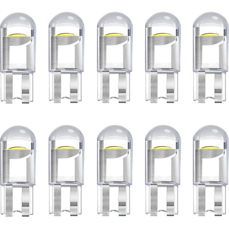 W5W Ampoule LED pour plaque d'immatriculation et éclairage latéral de voiture, 501 168 194 Ampoules T10 0.5W 12VDC, Culot cunéiforme, Blanc froid 6000K, 10 unités (1/5)