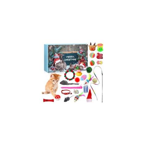 Calendrier de l'Avent pour chats, 24 jours avant Noël, jouets variés, baguette magique interactive et clochette du Père Noël, cadeau de Noël idéal pour les amoureux des chats. (1/5)