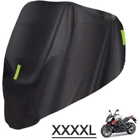 Universelle, wasserdichte Motorradabdeckung für den Außenbereich mit UV-Schutz, Regenmantel gegen Staub, 210D, passend für Honda, Suzuki, Kawasaki, Yamaha und BMW – Schwarz, XXXXL