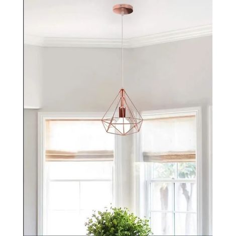 E27 Suspension Luminaire en Cage Diamant Fer,Lustre Plafonnier Industrielle Contemporaine Style Edison pour Salon Chambre (1/4)