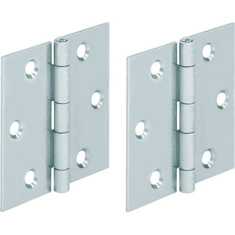 2 cerniere piatte quadrate in acciaio da 50x50 mm per mobili in legno, ante di armadi e ripiani da cucina. (1/2)