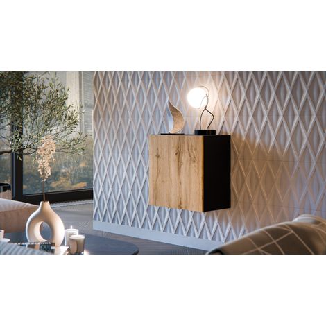 Mobile Pensile Sparone, un Ripiano, Modulabile, 2 Vani, 49.9x50h cm Nero Antracite (1/4)