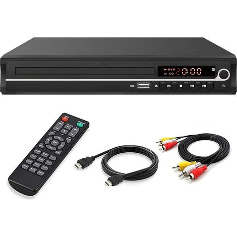 1 Lecteur DVD, 1080p Full HD, câble HDMI, entrée USB, télécommande, pour Smart TV maison (1/5)