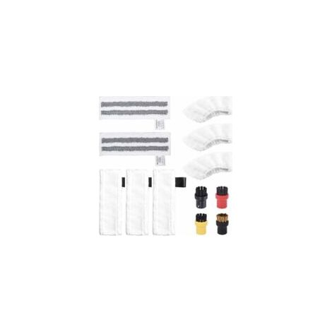 12-teiliges Zubehörset für Kärcher Easyfix SC2, SC3, SC4 und SC5 Dampfreiniger, Mikrofasertuch-Set und Bodendüse, Rundbürsten kompatibel mit Kärcher Dampfreinigern, Neupackung – Crezuo (1/4)