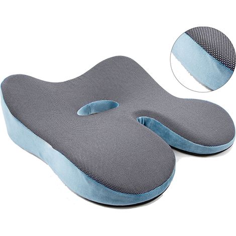 Coussin de siège en mousse à mémoire de forme, respirant et antidérapant, pour bureau ou chaise, bleu marine, 40 x 40 x 11 cm (1/5)