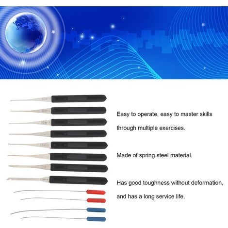 Kit de 12 Extracteurs de Clés Cassées, 0,2mm à 0,4mm, Acier à Ressort, Portable, Réparation Serrure (1/4)