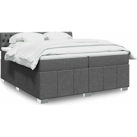 Boxspringbett mit Matratze Dunkelgrau 200x200 cm Stoff