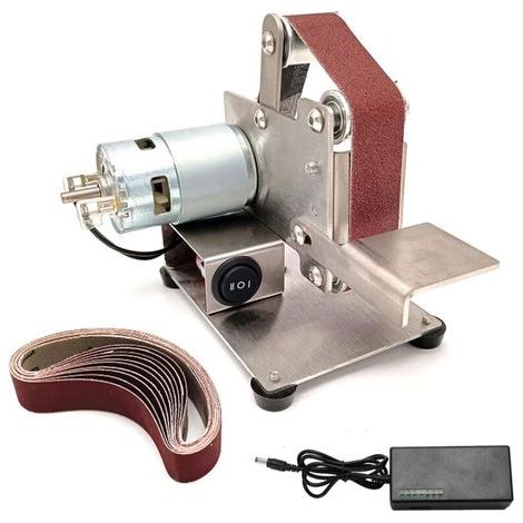 Mini-Bandschleifer – elektrischer Messerschärfer, Schleifer mit 7 einstellbaren Geschwindigkeiten, Tischschleifer für Holzbearbeitung, Metall, Messerherstellung (25 mm, 10.000 U/min) (1/5)