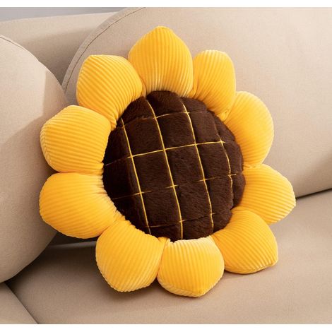 Coussin fleuri doux tournesol, coussin pour décoration de chambre (40 cm) (1/3)
