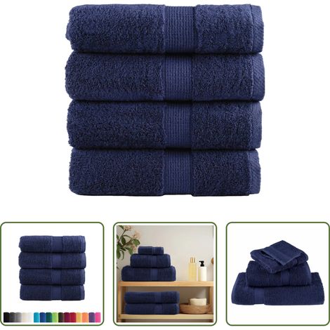 vidaXL Baumwolltuch -  Premium Gästetücher SOLUND 4 Stk. Marineblau 30x50 cm 600 g/m² (1/5)