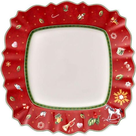 Assiette Carrée Toy's Delight Rouge Design Festif Villeroy & Boch En Porcelaine Premium. - Villeroy Et Boch
