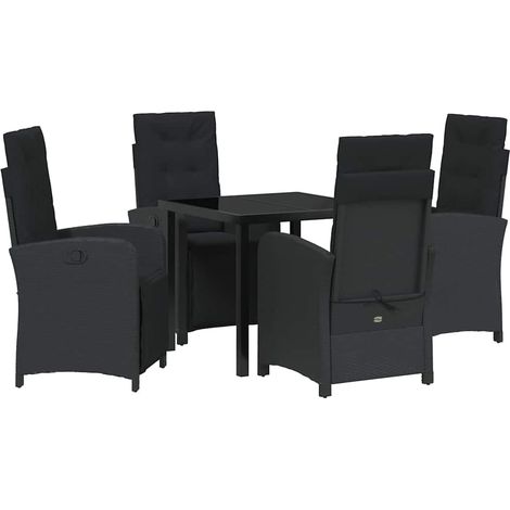 Maison Exclusive - Garten Essgruppe 5 Stk. Schwarz Poly-Rattan (1/5)
