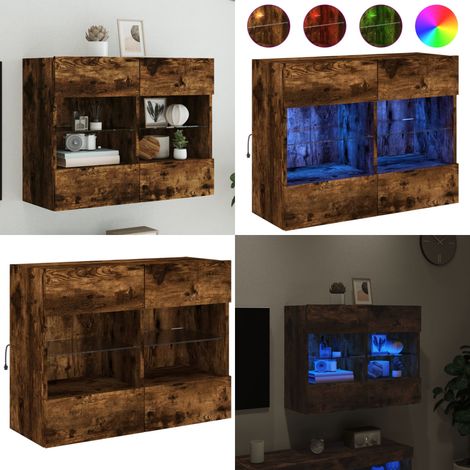 TV-Wandschrank mit LED-Leuchten Räuchereiche 78,5x30x60,5 cm - TV-Schrank - Holzschrank - Regal - Wandregal - Wohnzimmer Dekoration - Home & Living (1/5)