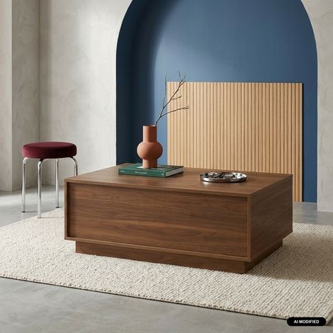 sweeek - Table basse décor bois avec plateau relevable noyer - Kuba (1/5)