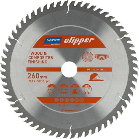 NORTON PIŁA TARCZOWA 260mm x 30mm x 60z DREWNO I KOMPOZYTY ATB (3,2 / 2,2)