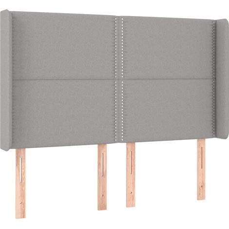 Testiera complemento letto arredo camera con bordo laterale 147 x 16 x 118/128 cm tessuto grigio chiaro TDL0205270