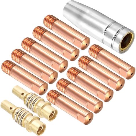 MB15 15AK Supports de Pointes de Contact pour Soudeur MIG Consommables, Pointe de Contact 1,0 mm M6 Accessoires de Pistolet de soudage pour Torche de soudage MB15 15AK MIG/MAG (13 pièces) (1/5)