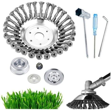 150 mm (6 in) metal brush head for weeding sidewalk or driveway joints.