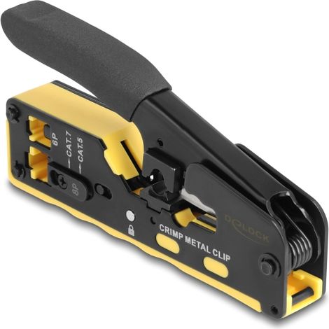 Delock Herramienta de crimpado para conectores 6P/8P RJ45/RJ11 Cat. 5/6/7 con cortador y pelacables